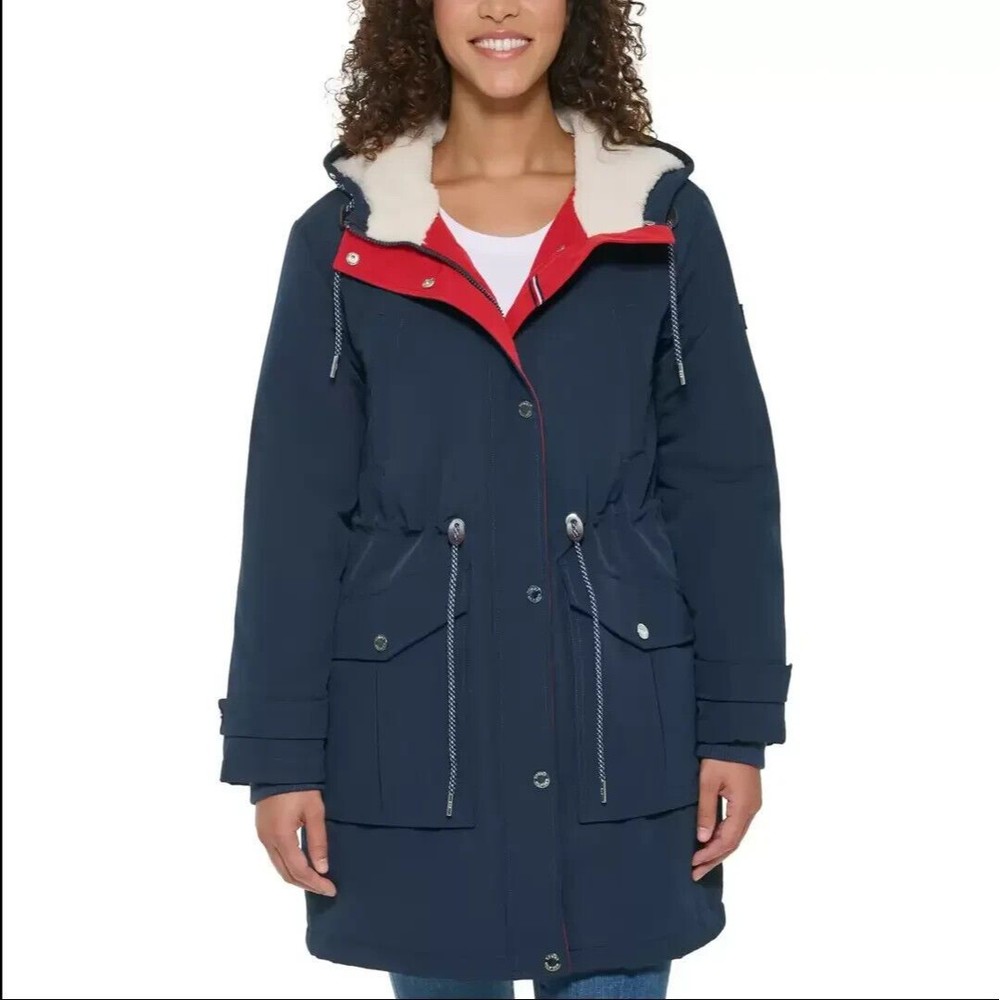Tommy Hilfiger Ladies' Parka Jacket Navy Blue Red Women Sz S